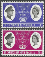 St Kitts-Nevis. 1966 Royal Visit. MH Complete Set. SG 155-156. M3122 - St.Christopher, Nevis En Anguilla (...-1980)