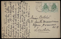 Great Britain - XX. 1929 (7 Sept). Dolton - London. UPU 1929 Congress Fkd Card 1/2d Green Pair / Cds. VF. - ...-1840 Vorläufer