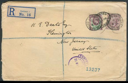 Great Britain - XX. 1908. Catford - USA. Reg Fkd Env. Incl 6d. - ...-1840 Vorläufer