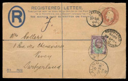 Great Britain - XX. 1904. Ealing - Switzerland. Reg 2 + 1d Stat Env + Adtl Perfin 1 1/2d. F-VF. - ...-1840 Vorläufer