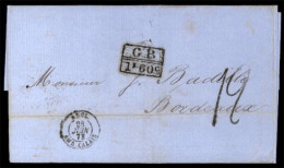 HAITI. 1873. Port Au Prince To Bordeaux. E.L. On Reverse "Jacmel" Small C.d.s. And On Front "GB/2F" Corrected By "GB/1F. - Haiti