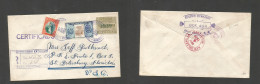 GUATEMALA. 1939 (27 April) GPO - USA, Fla, St. Petersburg (May 6) Via New Orleans. Registered Multifkd Env. Nice Item. - Guatemala