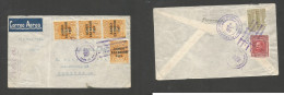 GUATEMALA. 1933 (28 Nov) Chinaltenango - Germany, Hamburg. Air Multiple Front And Reverse Envelope Via GPO + Air Label O - Guatemala