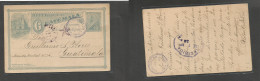 GUATEMALA. 1893 (20 Ene) Jutiapa - GPO Capitol. Local 3c Blue Stat Card. Fine Circulated + Better Cds. - Guatemala