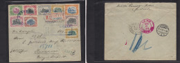 GUATEMALA. 1903 (5 Apr) Coban - Germany, Hannover (25 April) Registered Multifkd Envelope Via USA. VF. - Guatemala