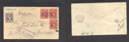 GUATEMALA. 1892 (11 May) GPO - Bordeaux, France (9 June) Registered Multifkd Env At 35c Rated, Lilac Grills + Oval Lilac - Guatemala