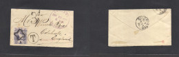 GUATEMALA. 1890 (23 Enero) Guatemala - UK, Colchester (24 Feb) Fkd Env 5c, Cancelled Cork Star + Taxed + UK 3d Cachet Vi - Guatemala