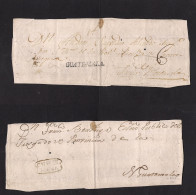 GUATEMALA. C. 1805. Doble Colonial Front Usage. Guatemala - Antigua + Chiquimula - Nueva Guatemala With Stline Name + Do - Guatemala