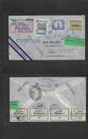 GUATEMALA. 1939 (29 March) GPO - Germany, Gera (8 April) Via NY. Air Registered Multifkd Env Several Aux Marks + Two Dif - Guatemala