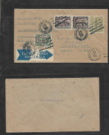GUATEMALA. 1931 (20 Sept) Mazatenango, Suchitepequez - Germany, Wiesbaden. Air Multifkd Incl Ovptd Issue + Tied Air Colo - Guatemala