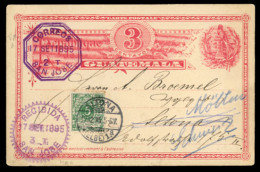 GUATEMALA. 1895(Sept 17th). 3c Red Quetzal Stationery Card Used From San Jose With Excellent Strike Of Octagonal Violet  - Guatemala