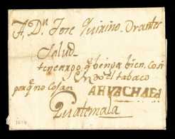 GUATEMALA. 1814 (dated). Colonial Period. E.to Guatemala With "AHUACHAPA" (xxx/R) In Exceptional Good Condition. - Guatemala