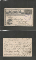 GUATEMALA. 1897 (7 May) Hicacao, Senahui - Germany, Frankfurt (30 May) 3c Illustrated Half Doble Stat Card. VF Origin Ra - Guatemala