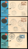 GREENLAND. 1954 (15 Nov). SAS Flight. Stromfjord - USA. 3 Diff Envs Fkd Single Stamps. Fine Trio. - Sonstige & Ohne Zuordnung