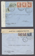 GREECE. 1946-7. Athens - Switzerland. 2 Multifkd Envs Depart Financial Censored Labels. Fine. - Autres & Non Classés