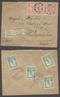 GREECE. 1901 (18 Oct). Athens - USA. Reg Multifkd Env 10l Rose Horiz Strip Of Three + 4 X5l Green Reverse = 50l Rate. Cd - Autres & Non Classés