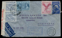 GREECE. 1939 (28 Oct). Athens - Australia. Air Multifkd Doble Censored Env With Arrival Cds Reverse. Fine Better Dest Us - Autres & Non Classés