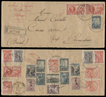 GREECE. 1927 (12 Oct). Thessaloniki - Brazil (3 Nov). Reg Multifkd (22 Stamps) Mixed Issues Env. Via London. Scarce. - Autres & Non Classés