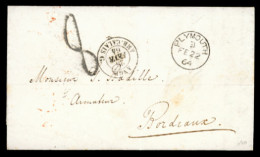 GREAT BRITAIN. 1864. Plymouth To France. EL.diff.nice Marks And Charge. - ...-1840 Voorlopers
