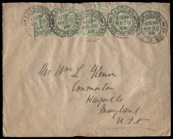 GREAT BRITAIN. 1908 (May 28) Sandown / Isle Of Wight To Emmorton, USA. Envelope Franked Ed VII 1/2 D Green X 5 Horizonta - ...-1840 Voorlopers