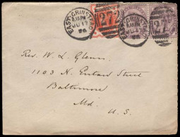 GREAT BRITAIN. 1895 (Jun 17) East Grinstad To Baltimore, MD, USA. Envelope Franked QV 1/2d Orange + 2x1d Lilac 16 Pearls - ...-1840 Voorlopers