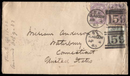 GREAT BRITAIN. 1883 (April 4) Glasgow To Waterbury, CT, USA (April 16) Envelope Franked 1d Lilac 16 Pearls X 2 (SG 172x2 - ...-1840 Vorläufer