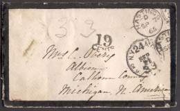 GREAT BRITAIN. 1865 (Sept 7) Hastings To Albion, MI, USA. Stampless Envelope Via London (Sept 8), Martitime Red Circle W - ...-1840 Vorläufer