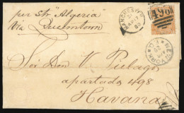 GREAT BRITAIN. G.B.-USA-CUBA. 1880 (April 17). Manchester To Cuba. Via NY/F.D. (April 29). EL Franked 8d Orange Defectiv - ...-1840 Préphilatélie