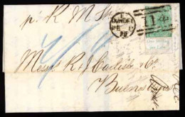 GREAT BRITAIN. 1872 (Feb 7). Entire Letter To Buenos Aires, Argentina Endorsed By British Packet Franked By Lower Margin - ...-1840 Préphilatélie