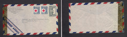 HONDURAS. C, 1941. Tegucigalpa - USA, New Brunswick, NJ. Air Censored Red Cross Multifkd Envelope. - Honduras