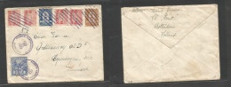 HONDURAS. 1928 (25 Febr) Puerto Castilla, Colon - Denmark, Cph. Multifkd Mixed Issues Incl Ovptd Envelope. Very Are Vill - Honduras