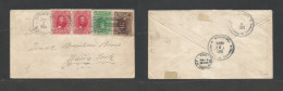 HONDURAS. 1904 (1 Dic) Choluteca - USA, NYC. Multicolor Fkd Early Usage Envelope At 15c Rate. Fine Reverse Transited. - Honduras