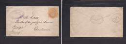 HONDURAS. 1890 (29 Enero) Puerto Cortes - Norway, Christiania. 10c Yellow Stat Env Via San Pedro Sula - N. Orleans. Extr - Honduras