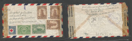 HONDURAS. 1944 (Sept Oct) Tegucigalpa - Dominican Republic, Santiago De Los Caballeros. Censored Air Multifkd Env Red Cr - Honduras