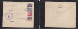 HONDURAS. 1919 (25 Julio) San Pedro Sula - Corlisle, England Via NY. Multifkd Env. VF Cond. - Honduras