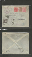 HONDURAS. 1924 (2 Enero) Tegucigalpa - London, UK. Multifkd Env + GB Taxed P. Dues, Tied Boxed + Fwded To Spain. San Seb - Honduras