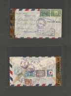 HONDURAS. 1943 (1 June) Olanchito - USA, Cambridge, Mass. Registered Air Multifkd Front + Reverse + Censor. - Honduras