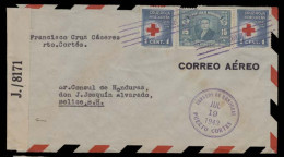 HONDURAS. 1943 (19 July). Puerto Cortes - British Honduras (24 July). Fkd Env + Belize Censorship J-8171. Tied Reverse.  - Honduras
