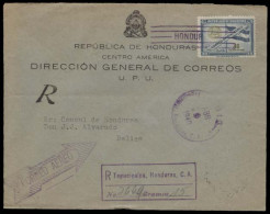 HONDURAS. 1940 (9 April). Tegucigalpa - British Honduras / Belize. Reg Official Mail Env + Official Stamps. VF + Scarce  - Honduras