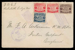 HONDURAS. 1919 (26 May). Roatan - UK. Tricolor Multifkd Env Scarce Overseas Town Cancels. - Honduras