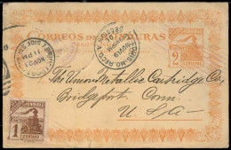 HONDURAS. 1901. Tegucigalpa - USA. 2c Stat Card / Train + Adtl. Fine Used. - Honduras