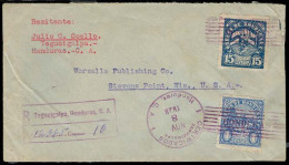 HONDURAS. 1928. Tegucigalpa - USA. Registered Fkd Env. VF. - Honduras