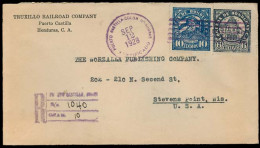HONDURAS. 1928. Puerto Castilla / Colon - USA. Registered Fkd Env. Nice Town Overseas Usage. VF. - Honduras