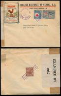 HONDURAS. 1942. Puerto Cortes - USA. Habilitado Ovptd Airfkd Env + Color Slogan Printed "El Gallo". VF + Censored. - Honduras