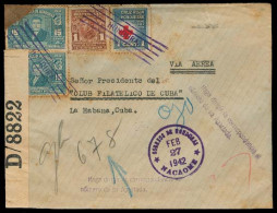 HONDURAS. 1942 (27 Feb). Nacaome - CUBA. Air Fkd Env + D/8822 Censorship. Caribbean Mail. - Honduras