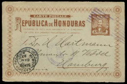 HONDURAS. 1897. Tegucigalpa - Germany. 3c Stat Card. - Honduras