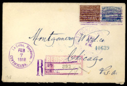 HONDURAS. 1918(Feb 7th). Cover To Chicago Franked By 1915 5c Turquoise And 20c Red Brown Tied By Violet Barred Cancel Fr - Honduras