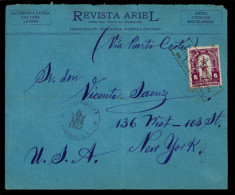 HONDURAS. 1927 (5 Jan). Cover To New York With Official 1924 6c Red Violet Tied By Fine Framed LIBERTAD SIN EDUCACION ES - Honduras