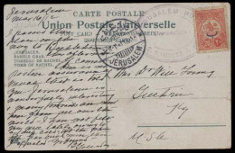 HOLYLAND. 1912. Turkish PO. Jerusalem - USA. Fkd Card. Hotel Cachet LE Kaminitz & Son (xxx). XF. - Palestine