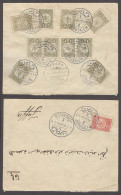 HOLYLAND. 1912 (6 May). Turkish PO - Jerusalem - Jaffa. Bilingual Arab "1" Blue Cachet. Fkd Env 11 Stamps Rate 40 Paras. - Palestine